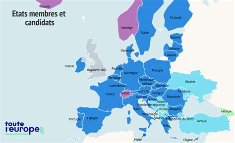 Carte des pays candidats à l'UE