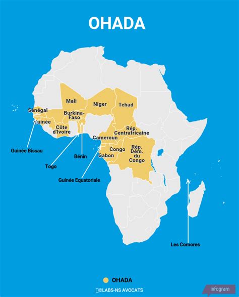 Carte des pays membres de l'OHADA