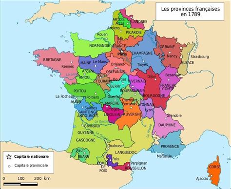 Carte des provinces de France avant la Révolution