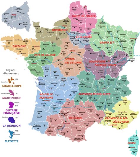 Carte des régions de France selon l'INSEE