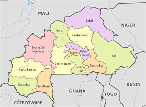 Carte des régions du Burkina Faso