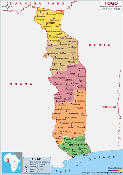 Carte des régions du Togo