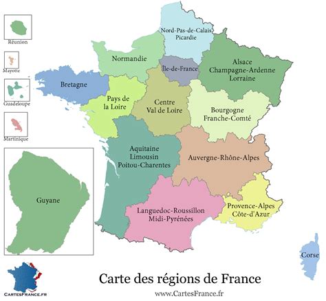 Carte des régions frontalières en France