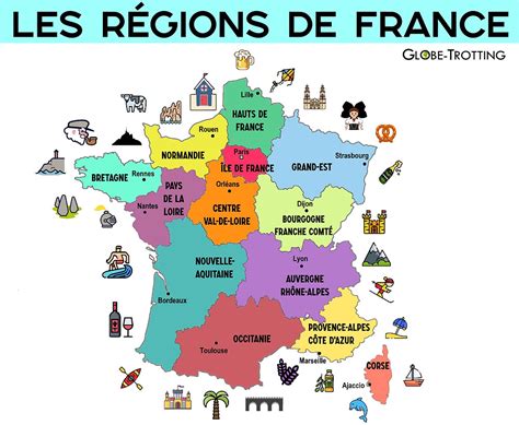Carte des régions touristiques en France