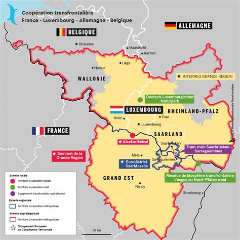 Carte des régions transfrontalières franco-allemandes