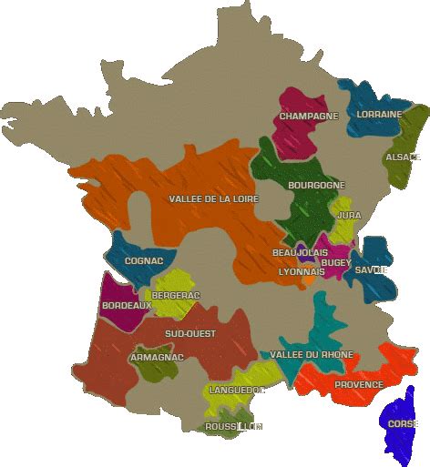 Carte des régions viticoles de France