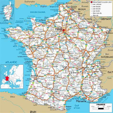 Carte des réseaux de transport routier en France