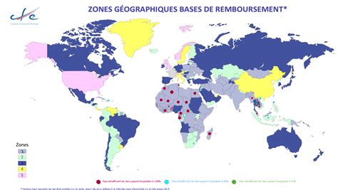 Carte des zones géographiques bases de remboursements de la CFE