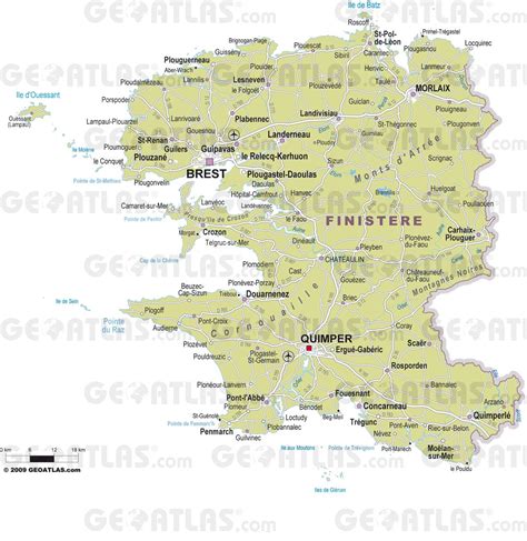 Carte du Finistère avec les principales villes