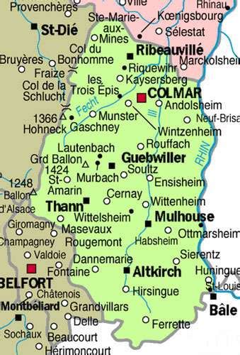 Carte du Haut-Rhin en Alsace