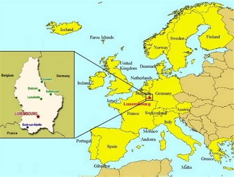 Carte du Luxembourg en Europe