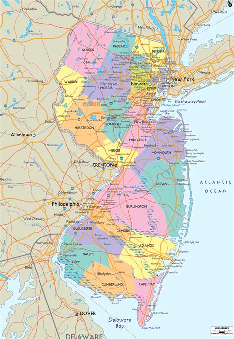 Carte du New Jersey
