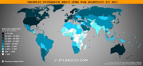 Carte du PIB nominal par habitant dans le monde