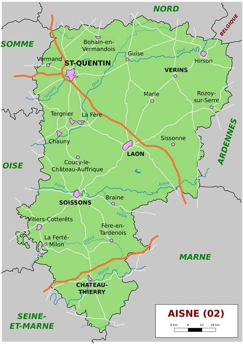Carte du département de l'Aisne