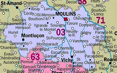 Carte du département de l'Allier