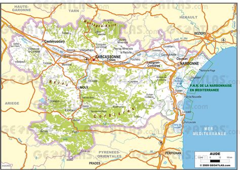Carte du département de l'Aude