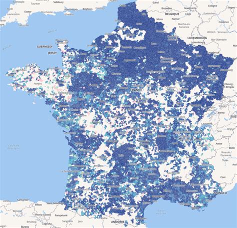 Carte du déploiement de la fibre optique en France