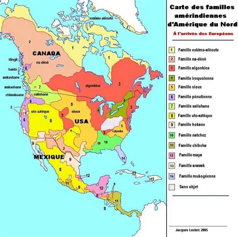 Carte linguistique des Premières Nations en Amérique du Nord