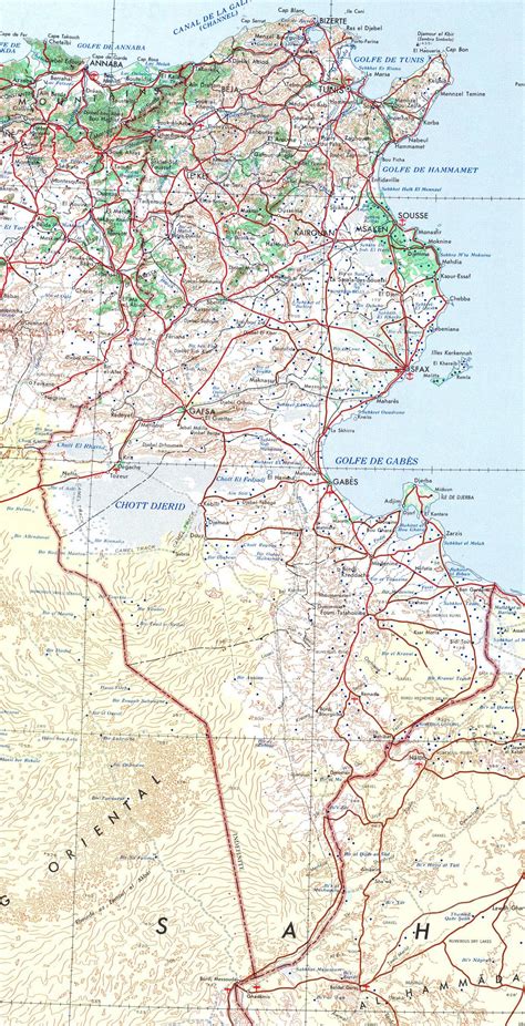 Carte topographique de la Tunisie