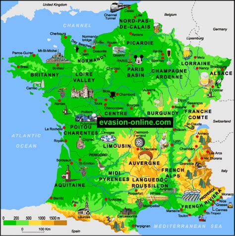 Carte touristique de la France