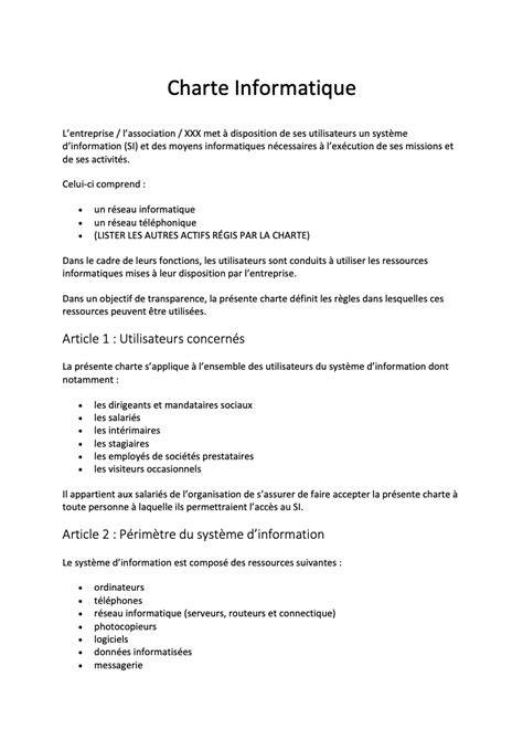 Charte Informatique