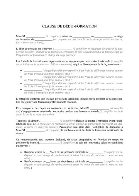 Clause de dédit formation