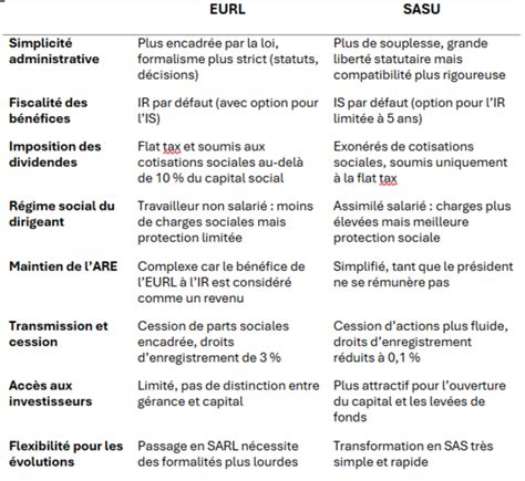 Comparaison Auto-Entrepreneur, EURL, SASU