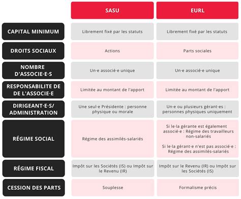 Comparaison Micro-entreprise, EURL, SASU