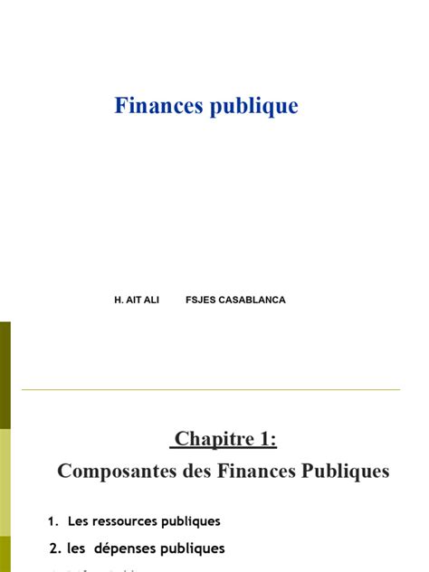 Composantes des finances publiques