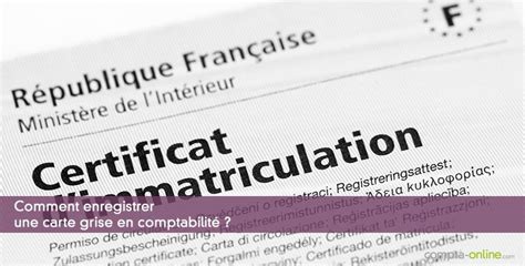Comptabilisation Carte Grise