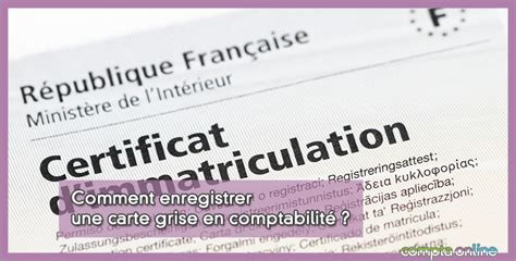 Comptabilisation Carte Grise Véhicule