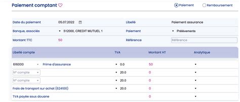 Comptabilisation franchise assurance