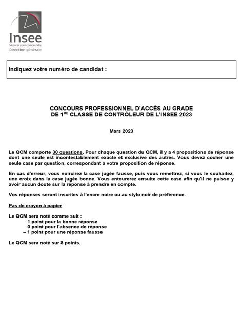 Concours Contrôleur INSEE