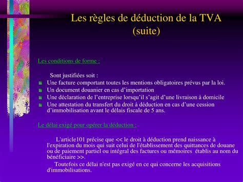 Conditions générales de déduction de la TVA