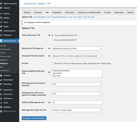Configuration TVA WooCommerce