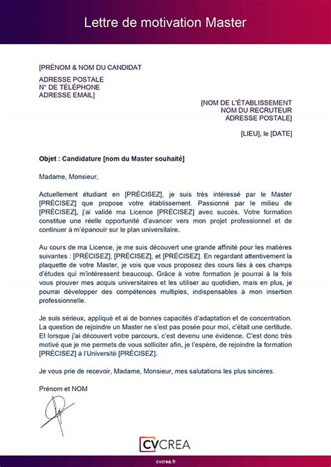Conseils lettre de motivation Master Finance