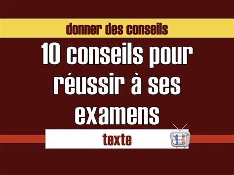 Conseils pour Réussir