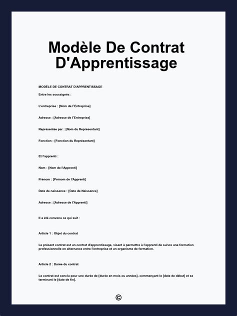 Contrat d'apprentissage