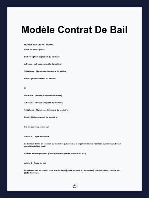 Contrat de bail