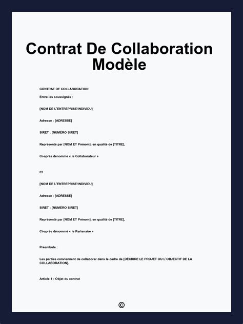 Contrat de collaboration