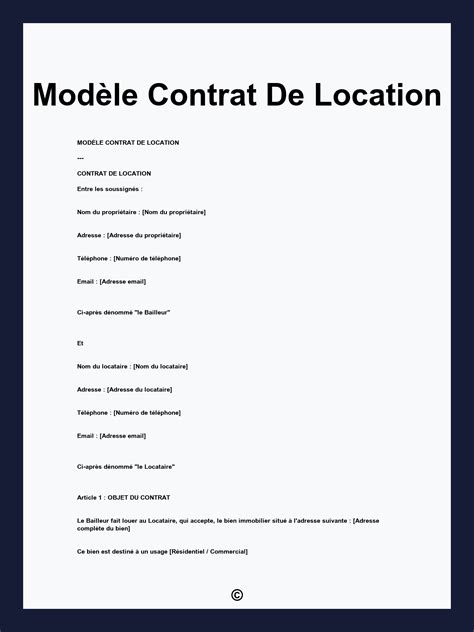 Contrat de location