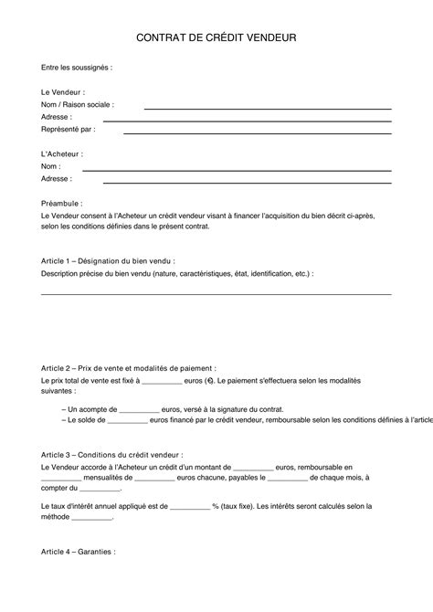 Crédit Vendeur : Infographie explicative