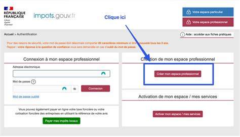 Créer un compte professionnel sur impots.gouv.fr