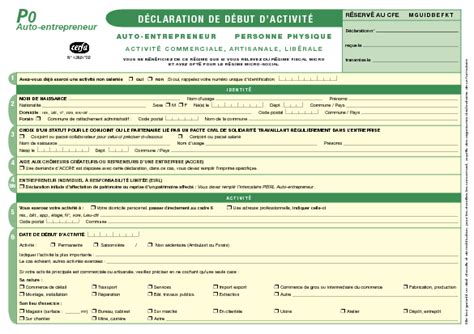 Déclaration activité auto-entrepreneur