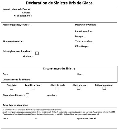 Déclaration bris de glace