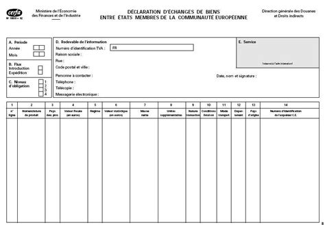 Déclaration d'Échanges de Biens (DEB)