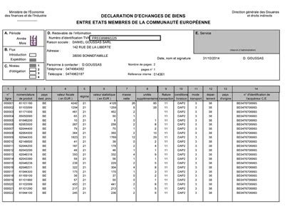 Déclaration d'échange de biens