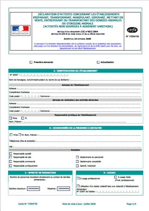Déclaration d'activité