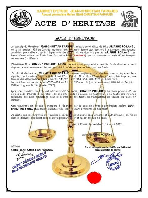 Déclaration d'héritage