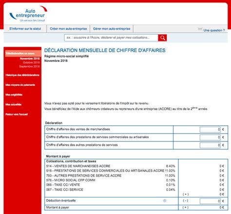 Déclaration des charges auto-entrepreneur